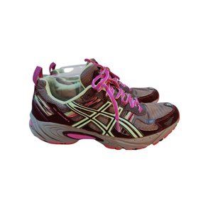 Asics Women’s Gel Venture 5 Size 8.5 Running Shoes Pink Green Grey